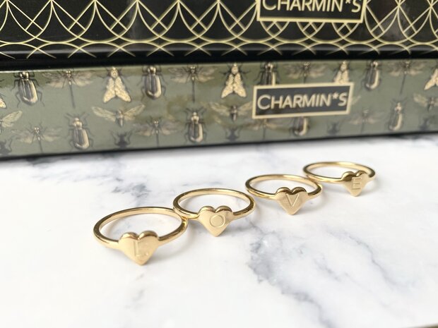 Charmins Gouden heart Letter A