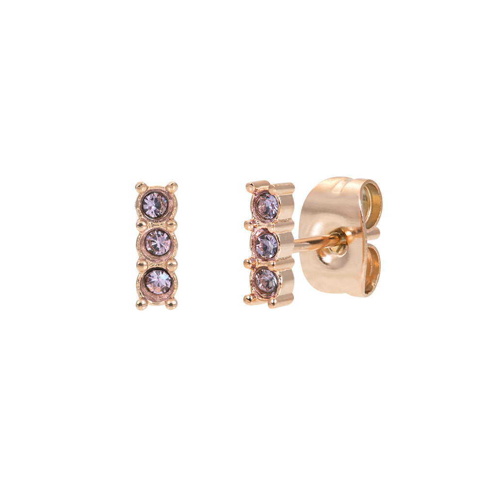 iXXXi Ear Studs Triple Stone Tanzanite Rosé