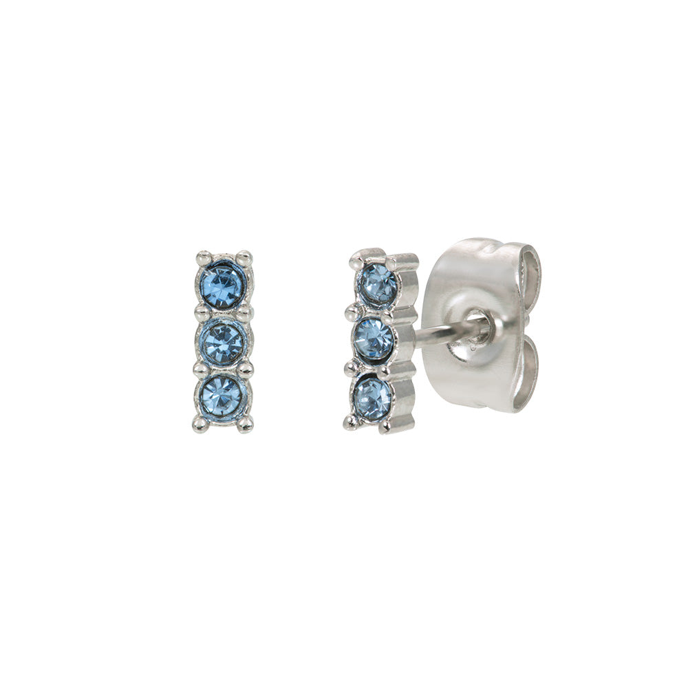 iXXXi Ear Studs Triple Stone Blue Silver