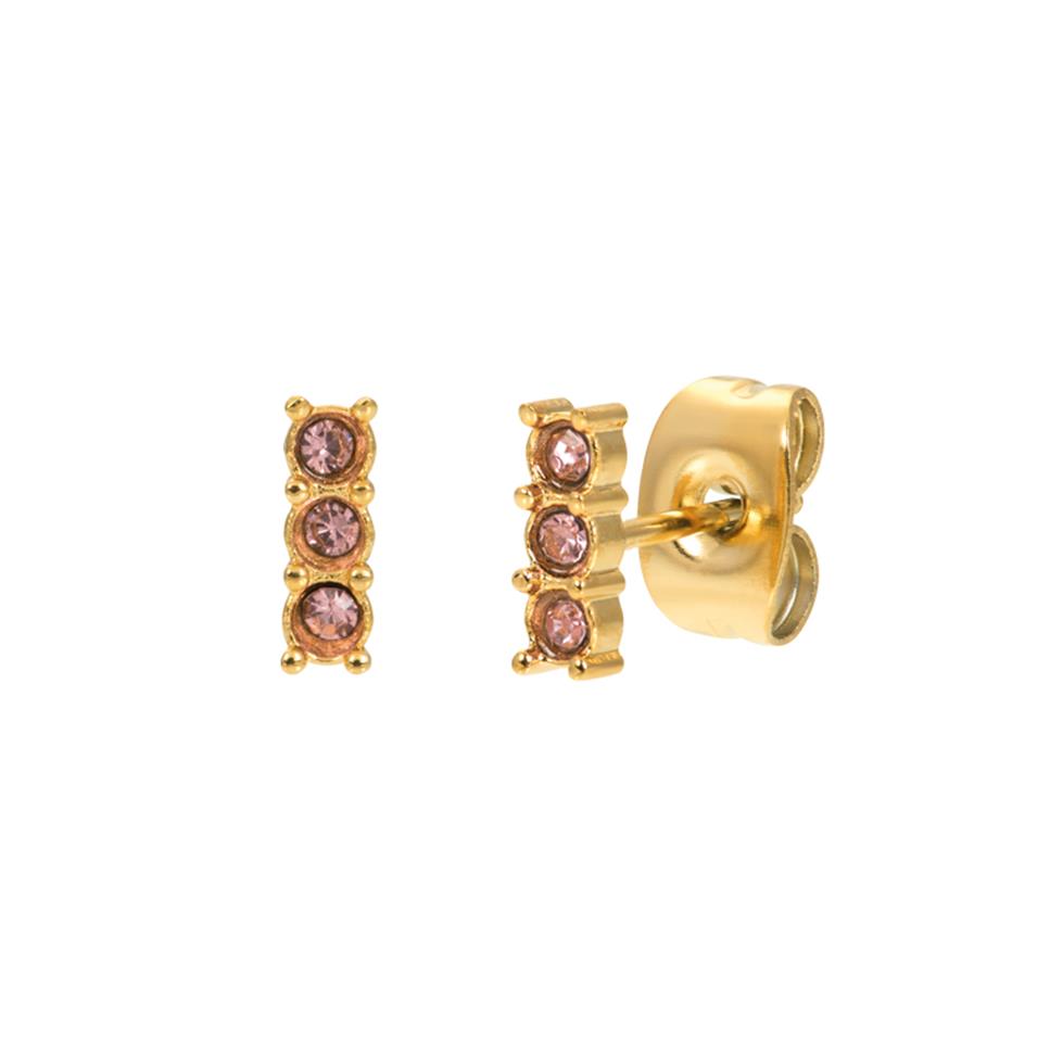 iXXXi Ear Stud Triple Stone Pink Gold